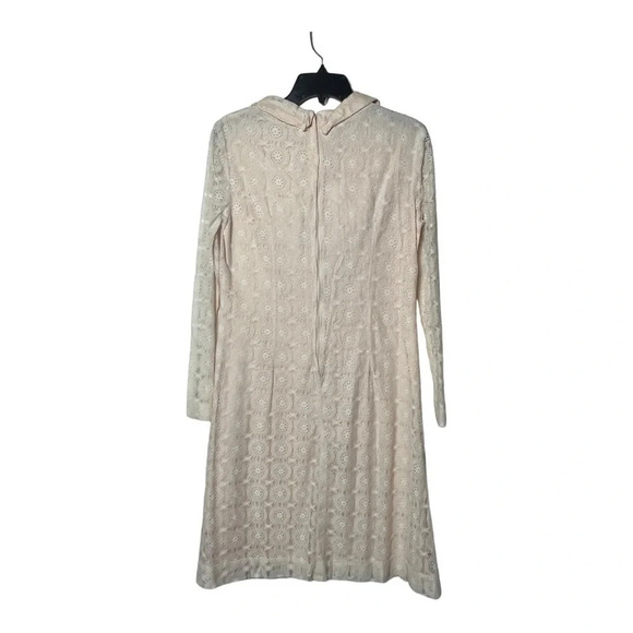 VINTAGE 1970’s MONTGOMERY WARD LACE PETER PAN COLLAR WITH BOW NECK DRESS - Picture 6 of 9